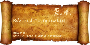 Rózsás Arisztid névjegykártya